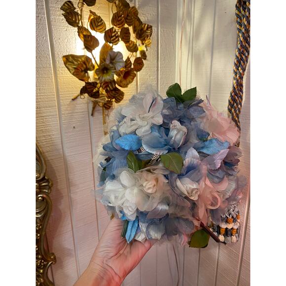 vintage 1950s blue flower hat modern miss 50s fashion easter wedding pillbox - Picture 3 of 8